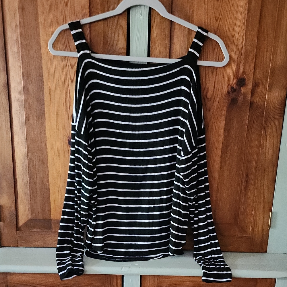 Chic Black and White Striped Women's Blouse